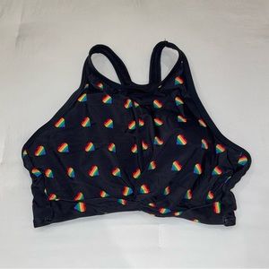 Women’s Rainbow Print High Neck Bikini Top 🏳️‍🌈